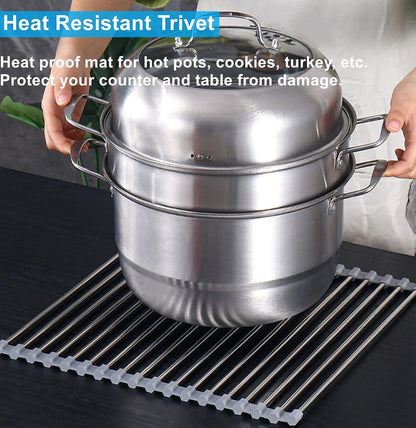 Seropy Roll Up Dish Drying Rack Over The Sink for Kitchen Sink Drying Rack Folding Dish Drainer Mat Rolling Dish Rack Sink Rack Stainless Steel Kitchen Dry Rack Black 17.5x15.7 Inch
