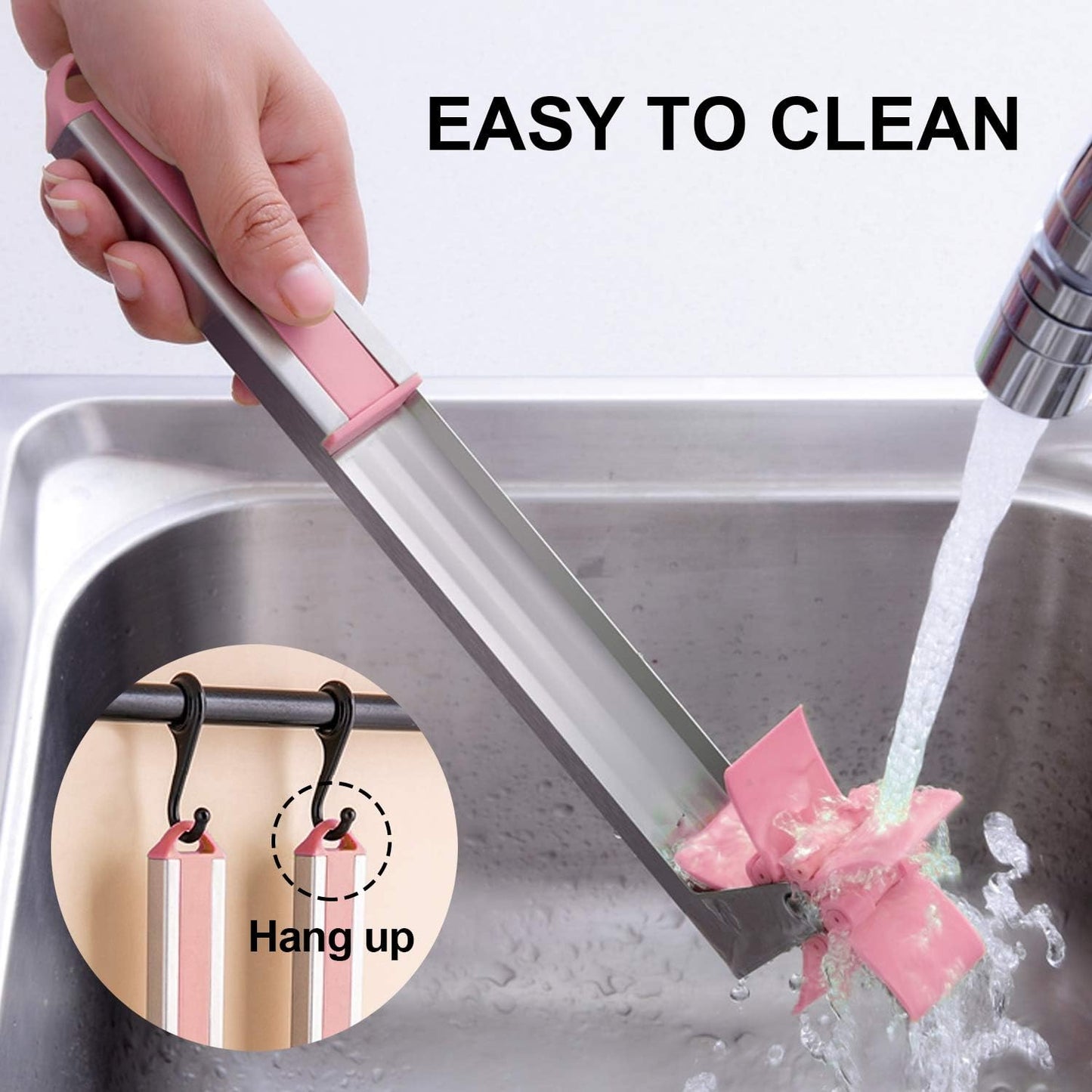 Watermelon Slicer Watermelon Cube Cutter Knife Corer Windmill Stainless Steel Watermelon Fruit Tools with Melon Baller Scooper Easy Slicer Unique Kitchen Gadgets Watermelon Knife Home Gift (Pink)