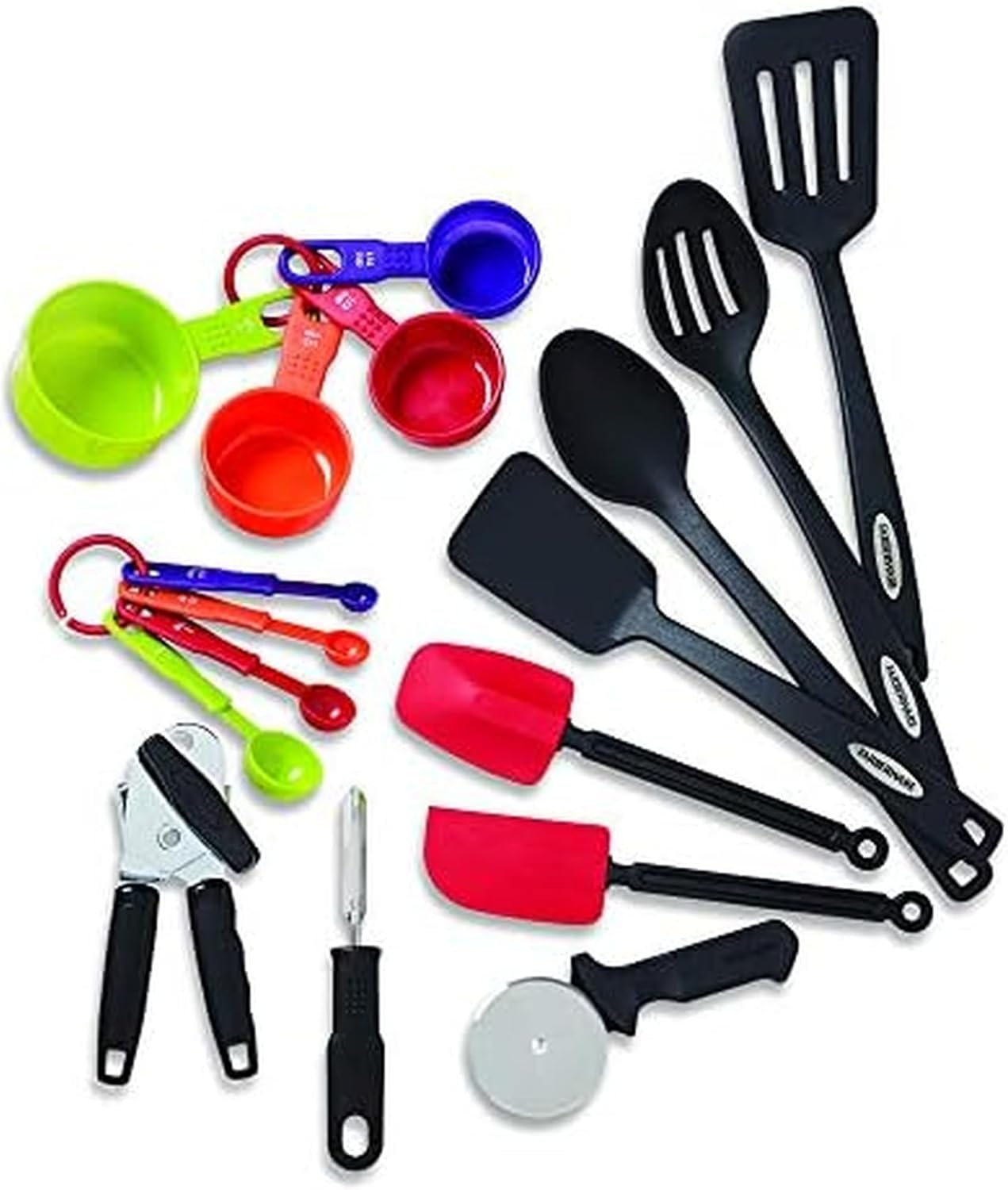 Farberware Kitchen Utensil Gift Set, 4-Piece Silicone & Plastic Tools with Whisk, Spatula, Spoon Spatula & Basting Brush, Heat Resistant Kitchen Gadget Set, Dishwasher Safe