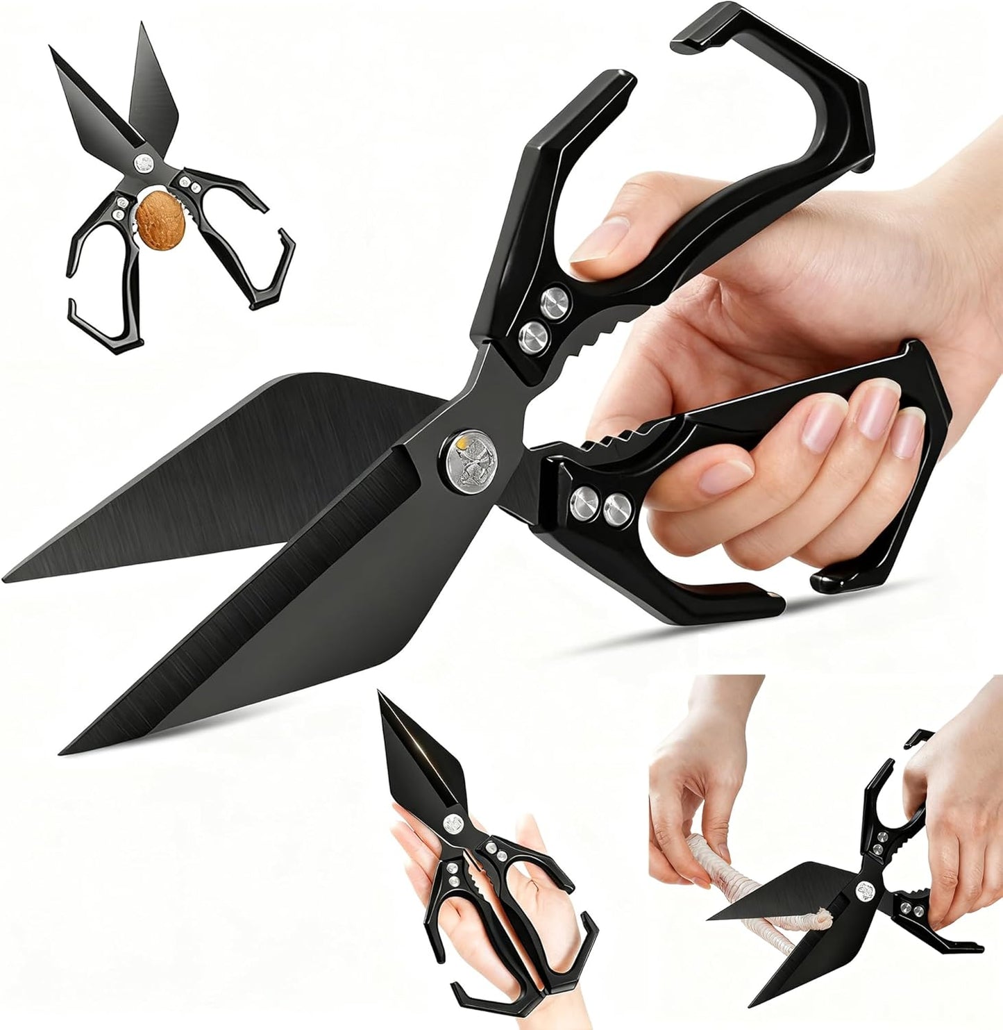 Multifunctional Heavy-Duty Kitchen Shears,Ultra Sharp Stainless Steel Poultry Shears,Multipurpose Food Scissors for Chicken, Meat,Fish, Vegetables,Bone Cutting(Silver)