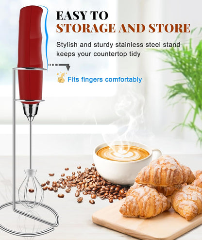 YUSWKO Black Handheld Milk Frother Wand for Coffee, Rechargeable Electric Whisk with 3 Heads 3 Speeds Drink Mixer Coffee Frother For Latte, Cappuccino, Hot Chocolate, Egg