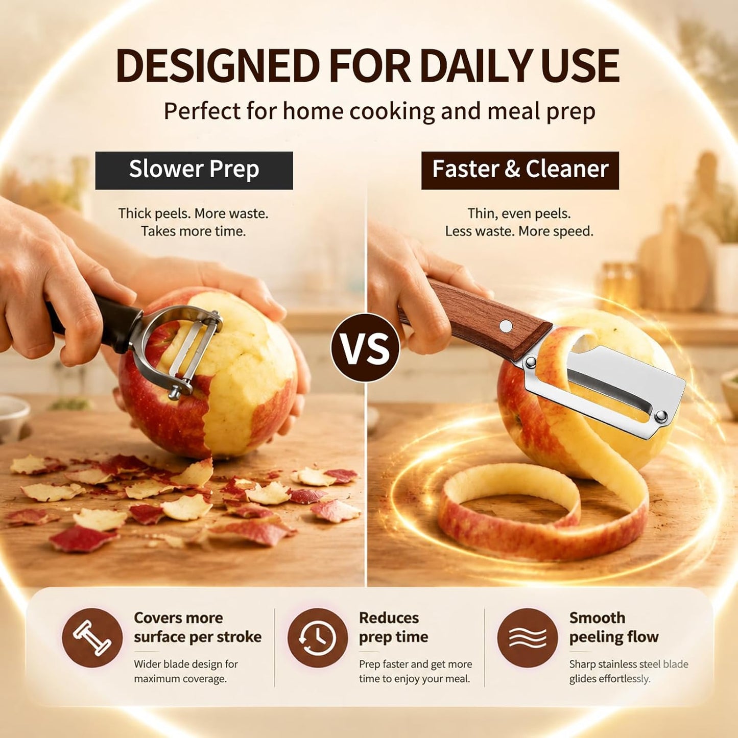 Multi-Functional Vegetable Peeler for Kitchen, Ultra-Sharp Stainless Steel Blade with Wooden Handle and Bottle Opener,2-in-1 Stainless Steel Kitchen Tool for Fruit Apple Potato Pumpkin Papaya