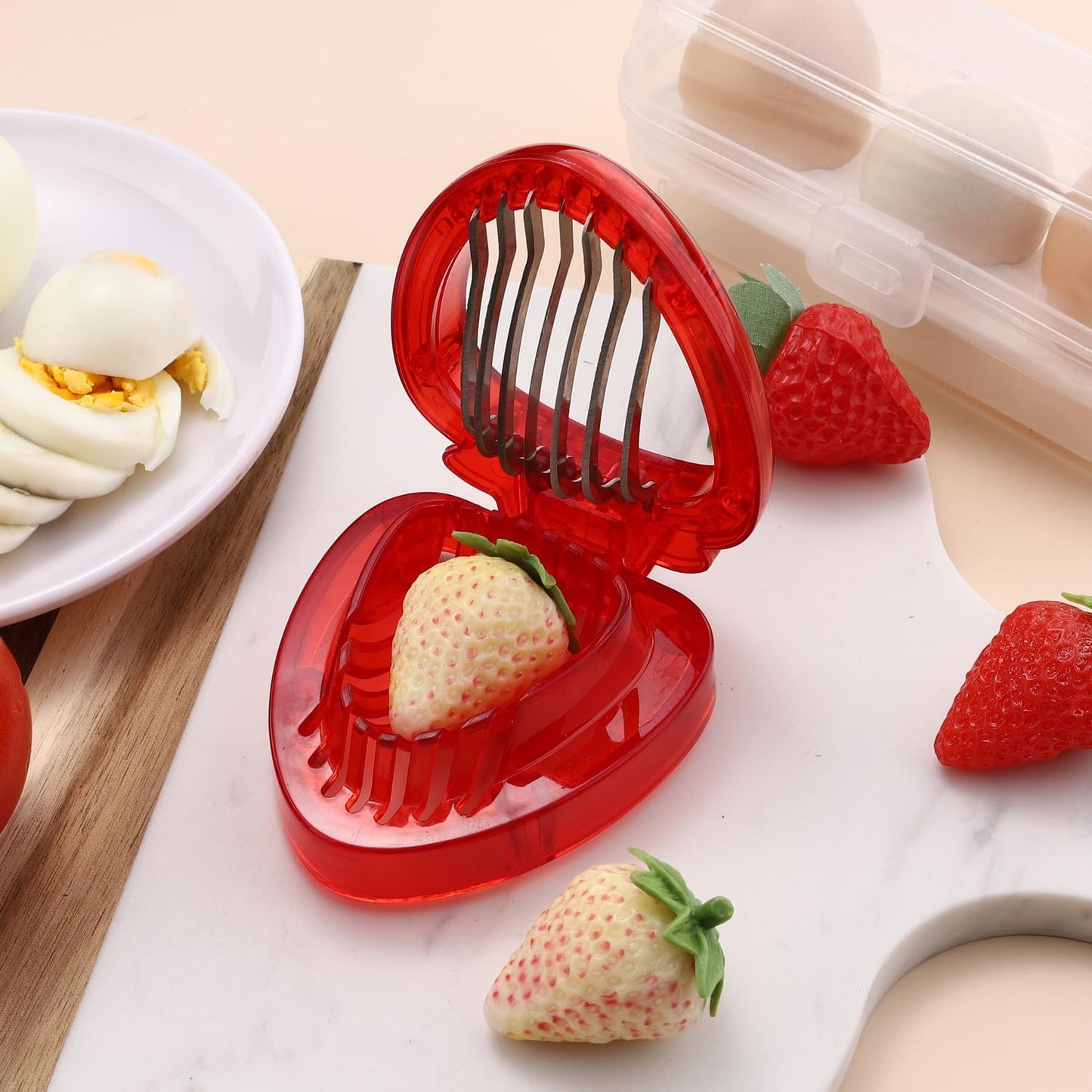 Strawberry Huller Fruit Slicer Set quick Remove Strawberry berry Stem Tool, Also Works for Tomato, Pineapple Corer Stems