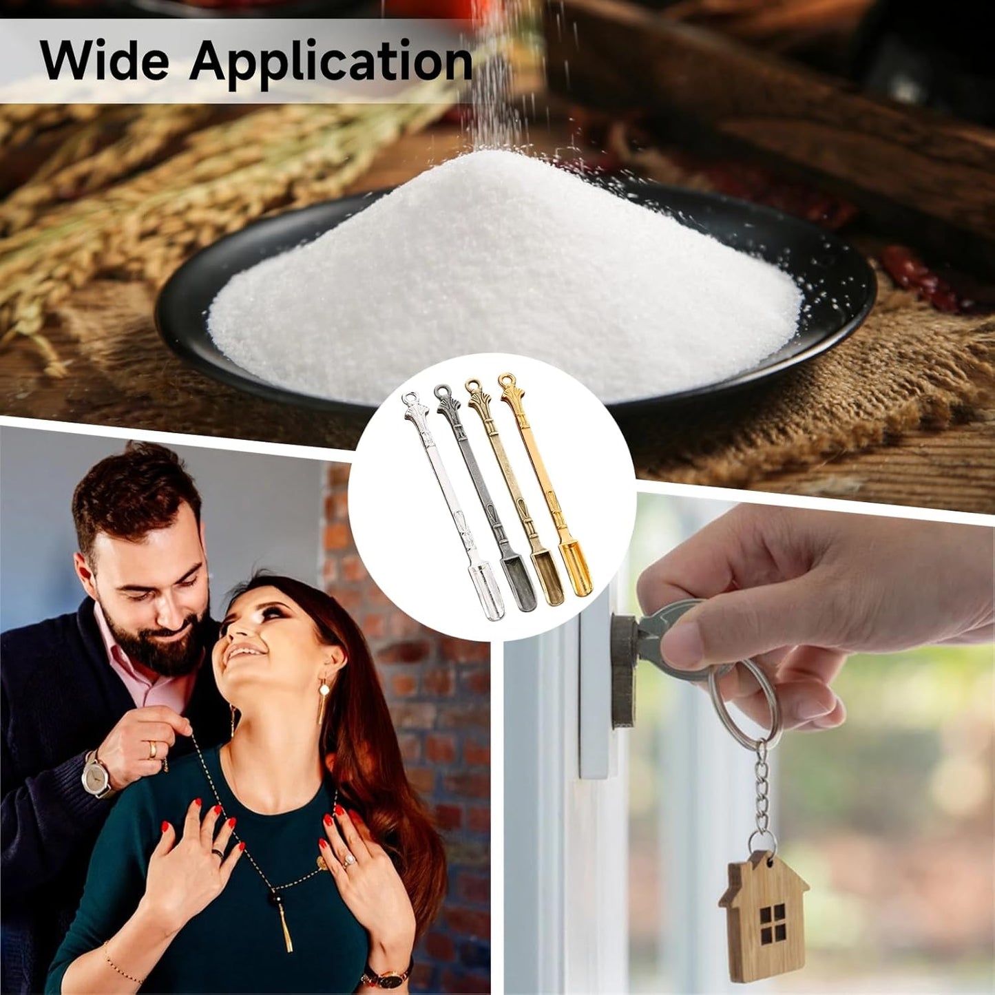 40 Pcs Mini Shovel Spoons,Tiny Spoons for Powder,Metal Spoon Power Scoop Tableware Charm Mini Pendant Spoon for Measuring Spices,Herbs,Powder,Coffee,Sugar
