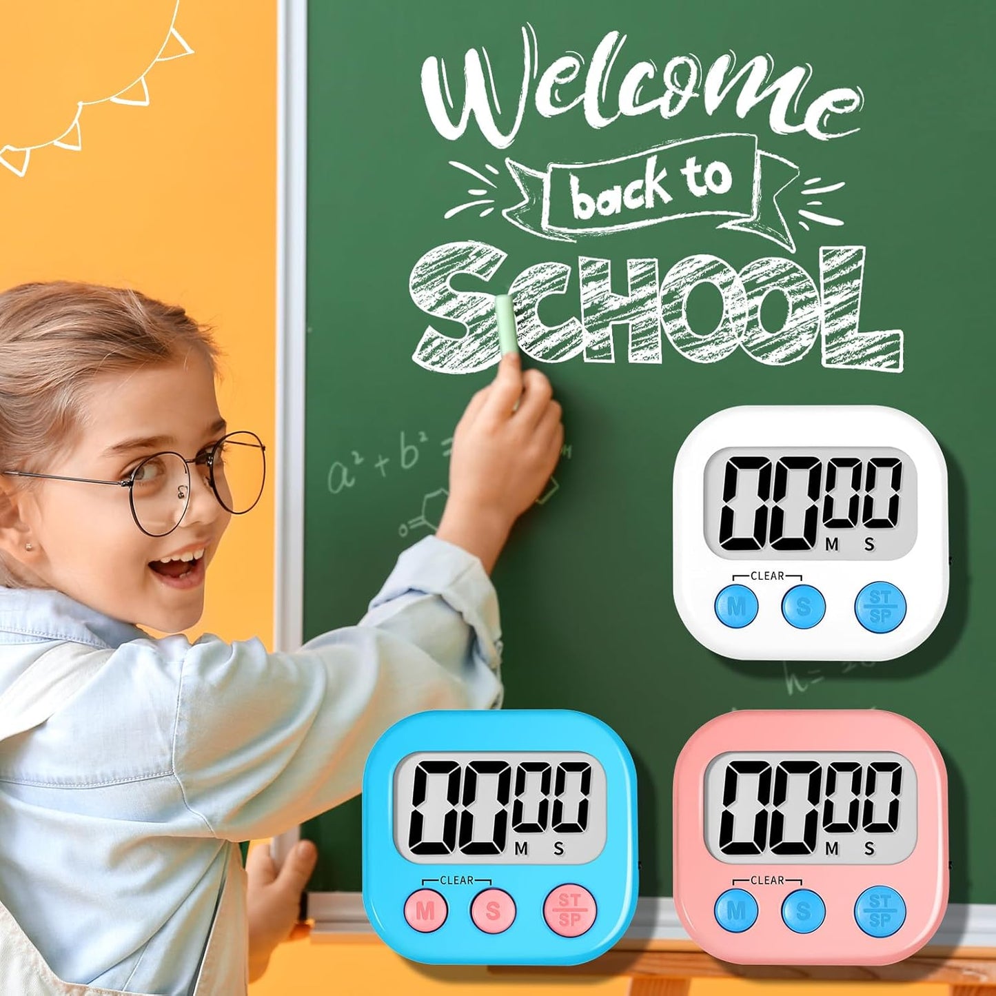ZILLEEN 6 Pack Kitchen Timers for Cooking Digital Classroom Timers for Kids Teachers Blue Green Purple