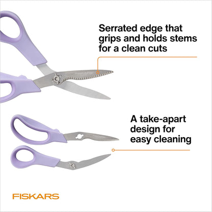 Fiskars Bypass Pruning Shears, 5/8" Cut Capacity Gardening Scissors, Self-Cleaning Sap Groove Prevents Sticking, Non-Slip Grip for Cutting Stems & Branches, Sharp Steel Blades w/ Low-Friction Coating