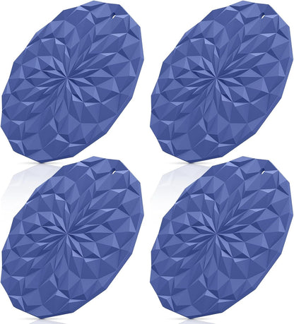 ME.FAN Silicone Trivet Mats - 4 Pack Pot Holders - 7.4'' Thickened Hot Pads for Hot pots, Pans and Dishes, Heat Resistant Silicone Trivet for Table and Counter Top Desert Sage