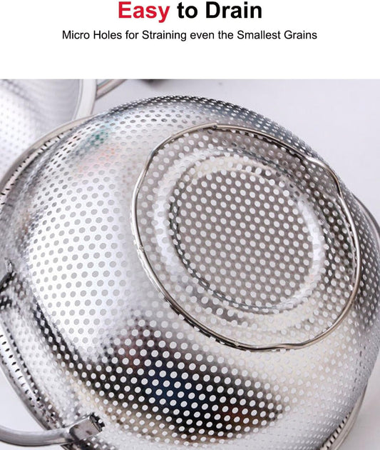 5-Quart Colander for Kitchen, Stainless Steel Colander with Base, Pasta Strainer with Handle, Food Strainer for Spaghetti, Vegetables, Fruit