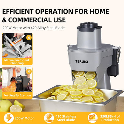 4-In-1 Electric Vegetable Chopper, 200W Vegetable Slicer Food Processor, Veggie Food Cutter With Slicing Shredding Dicing And Striping Function For Commercial Home Use