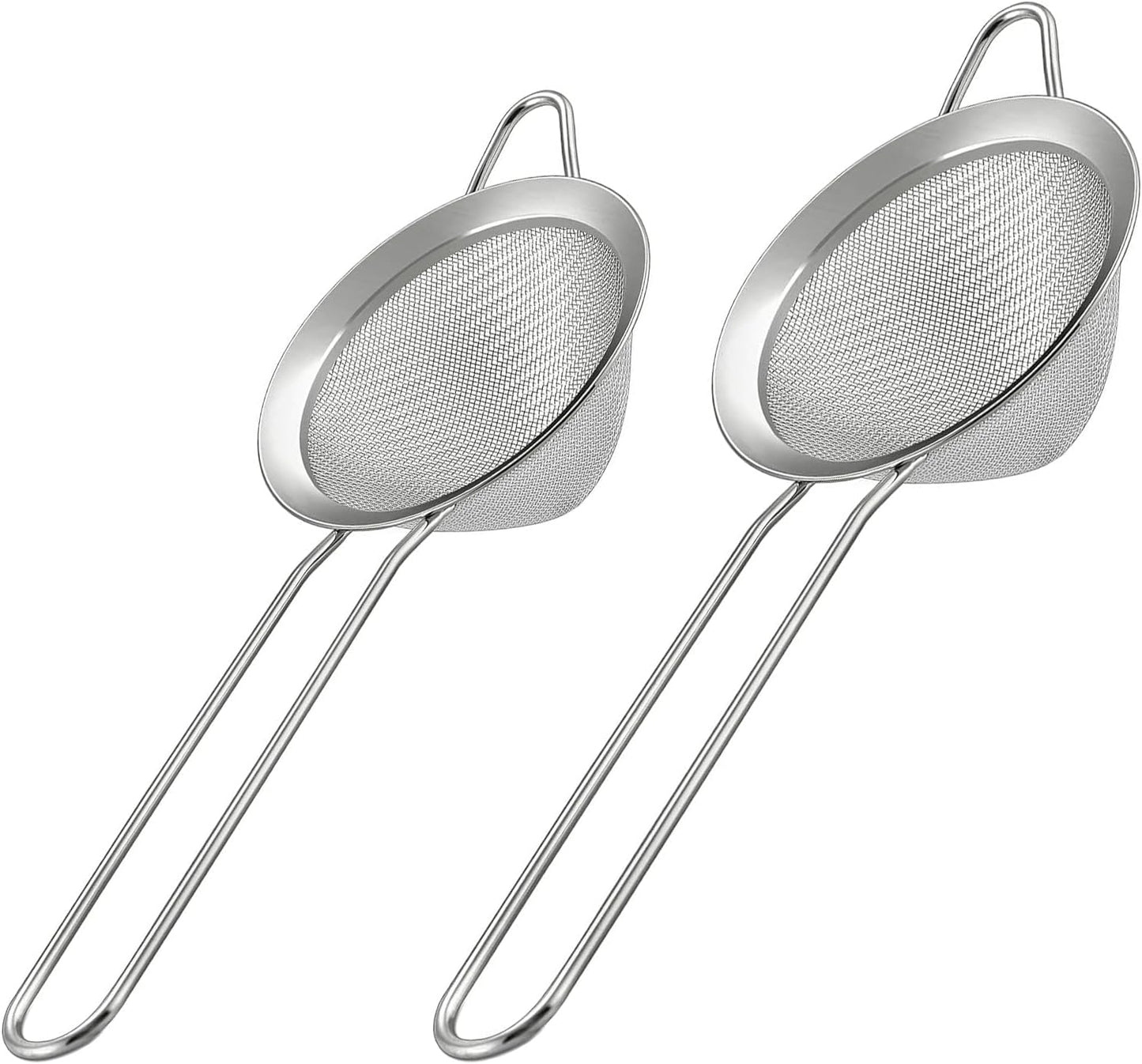 2 Pack Fine Mesh Strainer, Small Stainless Steel Sieves with Handles, for Steeping Loose Leaf Tea, Straining Cocktail, Juice and Sifting Flour, Powdered Sugar (2pcs)