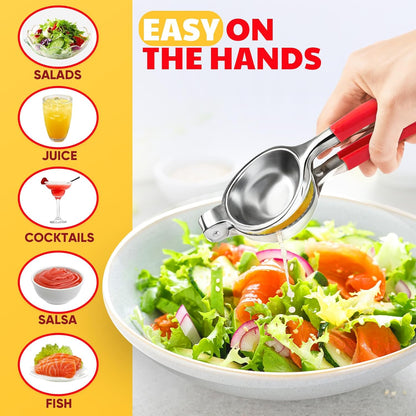 Lemon Squeezer Large, Lemon Squeezer Juicer Stainless Steel, Heavy Duty Manual Citrus Juicer Hand Press, Kitchen Tools Lime Squeezer Bar Tool, Easy to Clean Metal Lemon Hand Press