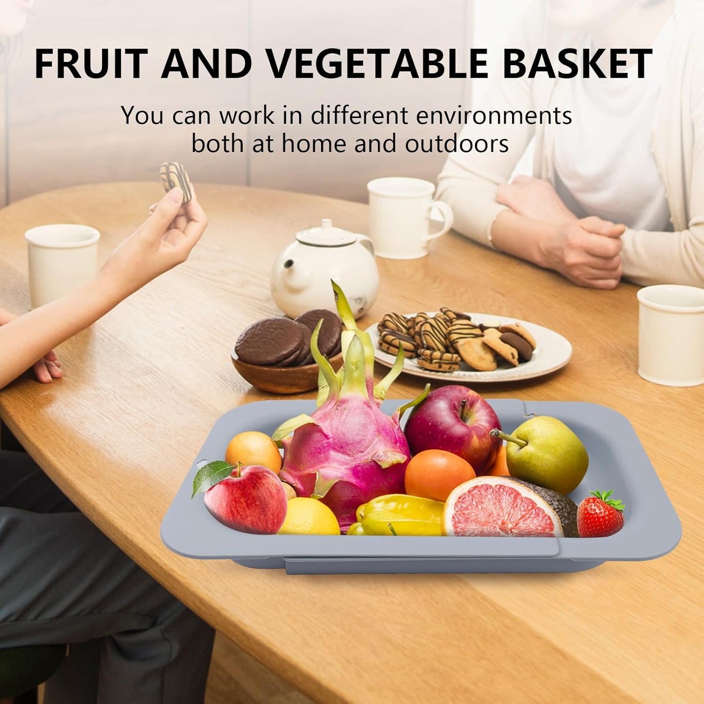 Nice Day Colander Strainer Over The Sink, Collapsible Colander Extendable Plastic Fruit Vegetable Strainer Drainer Basket for Kitchen