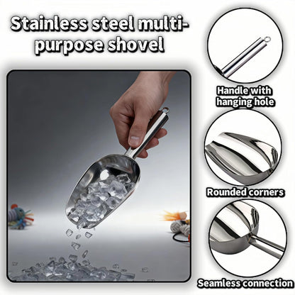 6 oz Stainless Steel Ice Scoop - Heavy Duty, Commercial Grade Kitchen & Bar Scoop for Ice Maker, Bucket, Pet Food, Coffee, Flour, Sugar, Grain - Mirror Polished, Built-in Hook
