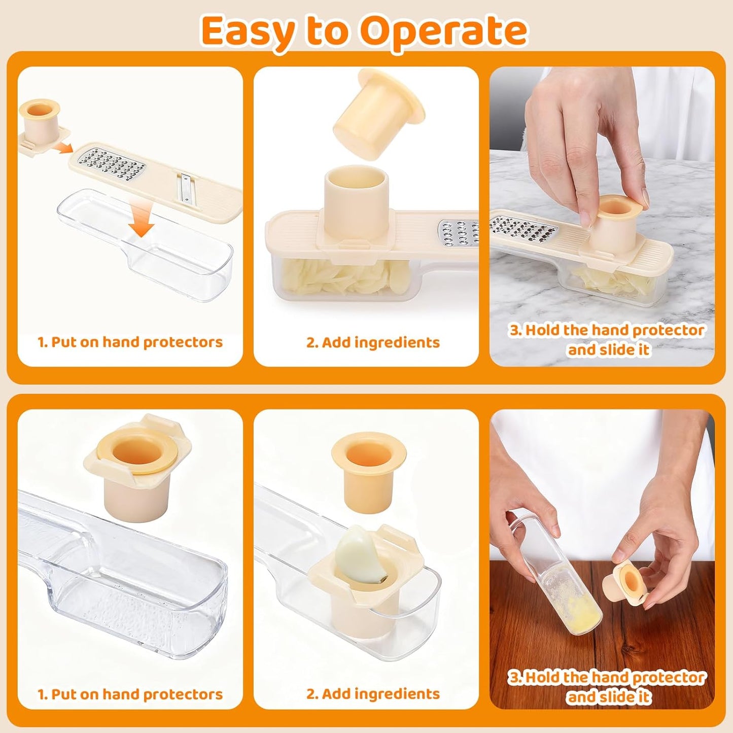 Palksky Garlic Mandolines Slicer Super Thin, 3 in 1 Multifunctional Garlics Grinder with Shredder Grinder Slicer, Portable Garlic Chopper, Kitchen Gadgets 1PCS