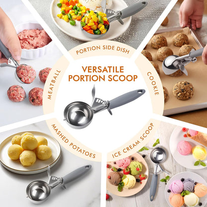 JUNADAEL J Portion Scoop, #20/2 OZ Ice Cream Scooper, Muffin Scoop, Disher, Yellow Handle, for Portion Control, Cookie Dough, Muffin, Cupcake Batter, Ice Cream, Mashed Potatoes