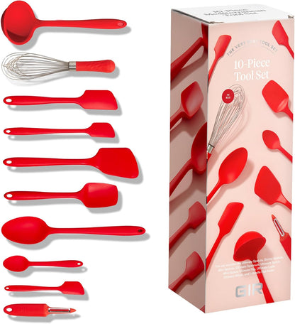 GIR: Get It Right 5-Piece Silicone Ultimate Kitchen Utensils Set - Ladle, Spatula, Flip, Spoon & Spoonula - Non-Toxic Cooking Utensils for Nonstick Cookware, Cooking and Baking - Black