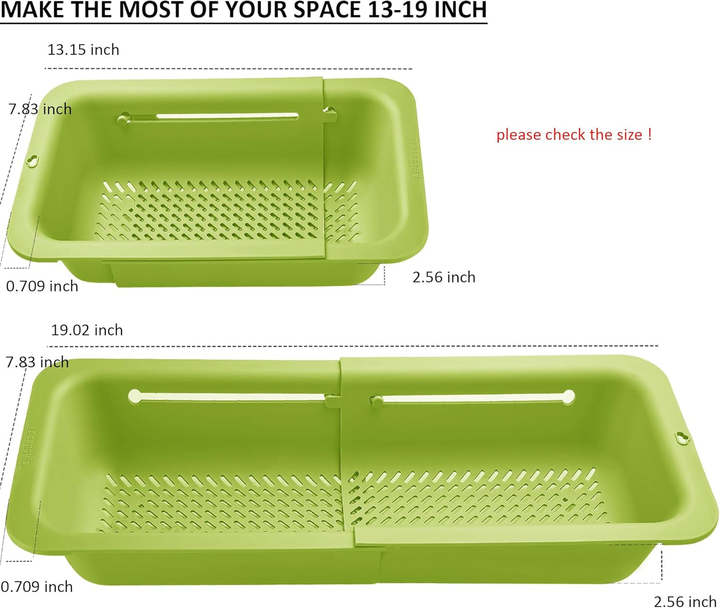 LASSHSWA Collapsible Colander for Kitchen, Over the Sink Strainer Basket for Kitchen, Fruit Pasta Food Strainer Expandable Plastic Colander BPA Free (Black)
