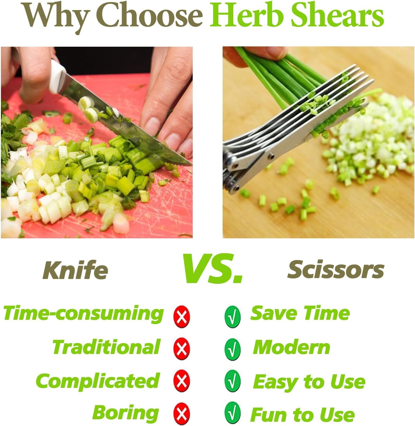 2025 Upgraded Herb Scissors, Effortless Herb Shears Cutter Tool with Sharp Stainless Steel Blades for Fresh Herbs, Must-Have Kitchen & Cooking Gadget, Black