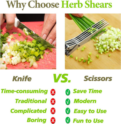 2025 Upgraded Herb Scissors, Effortless Herb Shears Cutter Tool with Sharp Stainless Steel Blades for Fresh Herbs, Must-Have Kitchen & Cooking Gadget, Black