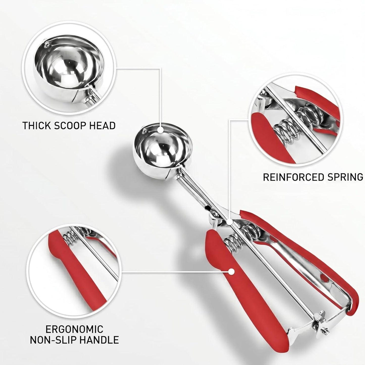 Ice Cream Scoop, 18/8 Stainless Steel Cookie Scoop, Cookie Scoops for Baking, 2 Tbsp/ 30 ml/ 1 oz Cookie Dough Scoop, Ice Cream Scooper with Trigger Release, Cookie Scooper for Baking