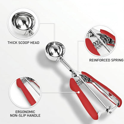 Ice Cream Scoop, 18/8 Stainless Steel Cookie Scoop, Cookie Scoops for Baking, 2 Tbsp/ 30 ml/ 1 oz Cookie Dough Scoop, Ice Cream Scooper with Trigger Release, Cookie Scooper for Baking