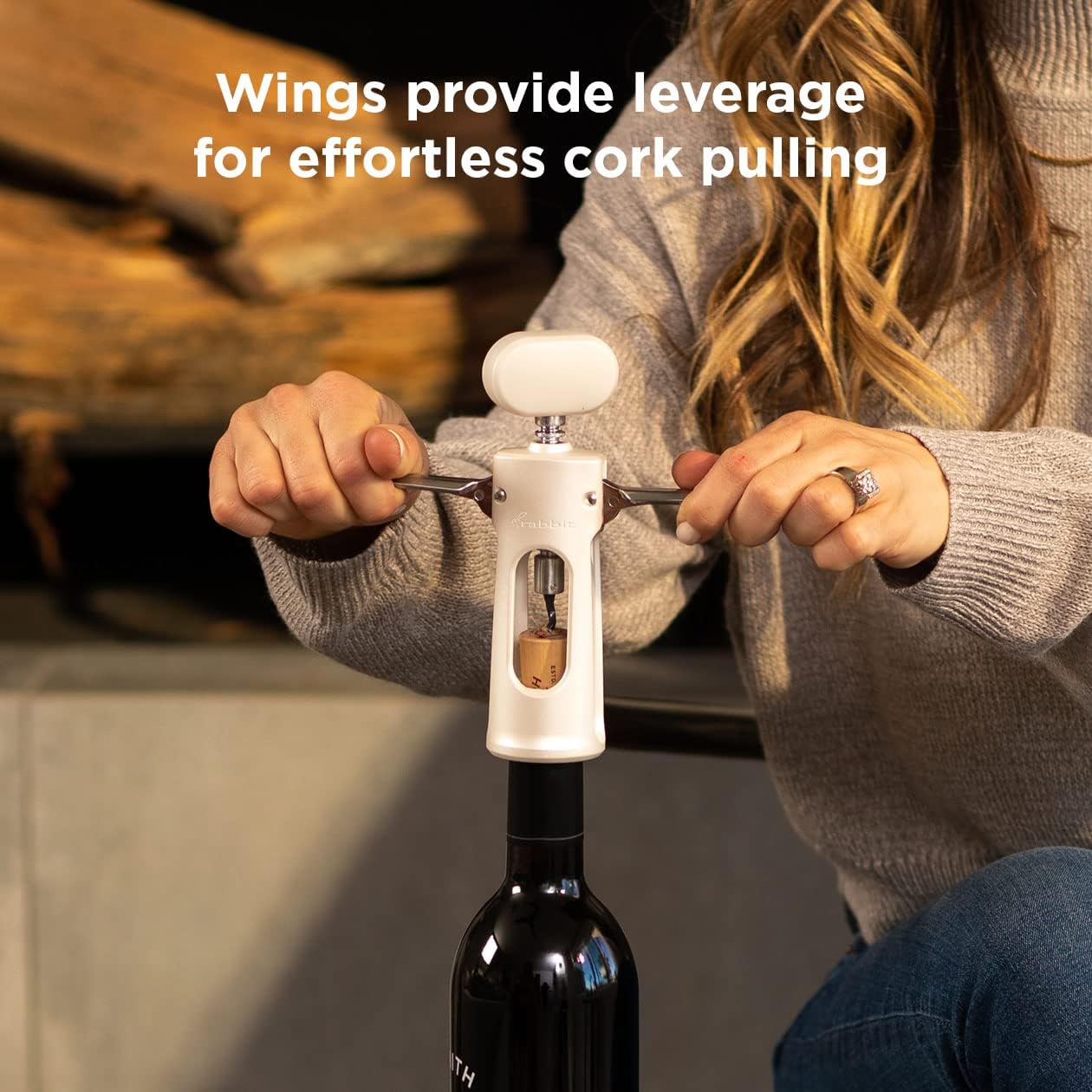 Rabbit Premium Wine Wing Corkscrew Wine Opener and Bottle Opener, Black 2.36 x 1.97 x 7.68 IN