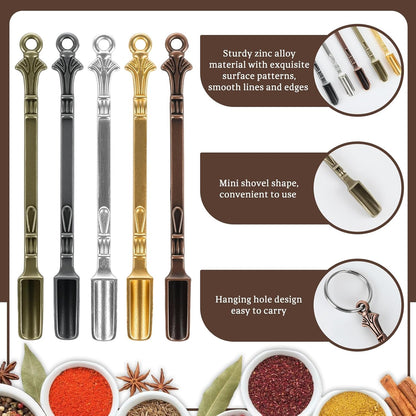 30 Pcs Mini Shovel Spoons with Storage Box, Rhinestone Tiny Spoons Keychains Necklace Set, Multicolor Metal Small Spoon for Measuring Pices,Herbs,Powder,Coffee,Sugar,Powder