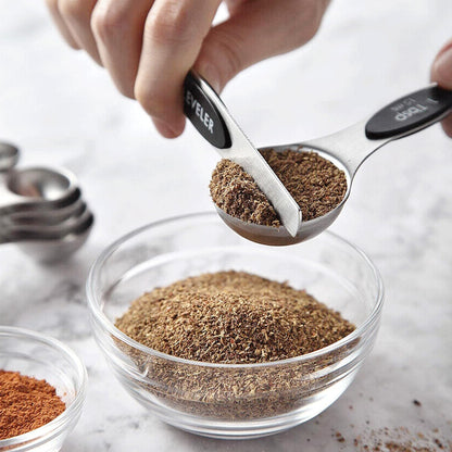 Set of 8 Stainless Steel Magnetic Measuring Spoons Set with Leveler,Dual Sided Stackable Steel Metal Teaspoons for Baking & Cooking Kicchen Accessories (Color)