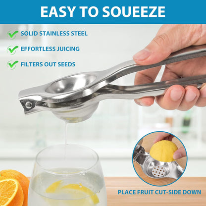 Jenkin Stainless Steel Manual Juicer Citrus Lemon Squeezer,Fruit Juicer Lime Press Metal,Professional Hand Juicer Kitchen Tool