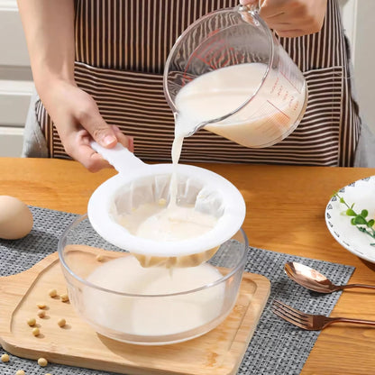 Ultra-Fine Nylon Mesh Strainers 2-Pack (100 & 200 Mesh), Professional Food Sieve with Handle for Soy Milk Yogurt Nut Milk & Juice, Reusable Kitchen Filter for Liquid Straining Coffee & Baking Tool