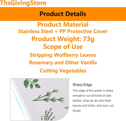 9 Holes Herb Leaf Stripper Tool, 304 Stainless Steel Kitchen Herb Leaf Stripping Tool, Fresh Herb Chopper, Remover Leaf Tool for Chard, Collard Greens, Parsley, Basil, Taragon, Thym