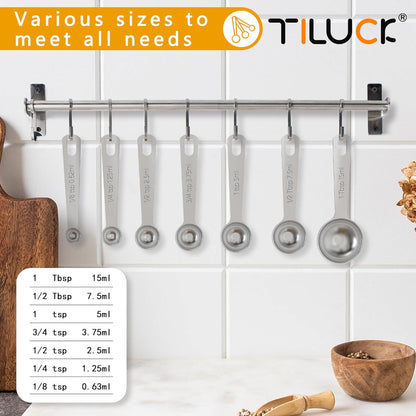TILUCK Stainless Steel Measuring Spoons Set,Coffee Scoop Spoon,Kitchen Gadgets for Cooking & Baking,Set of 6