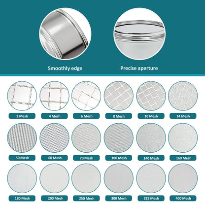 Full 304 Stainless Steel Mesh Sieve Screen, LVDALAB 100 Mesh (0.15mm) Aperture, 2.4inch(6CM) Dia Standard Sample Analysis Test Sieves Sifters Strainer for Industrial Laboratory Homes