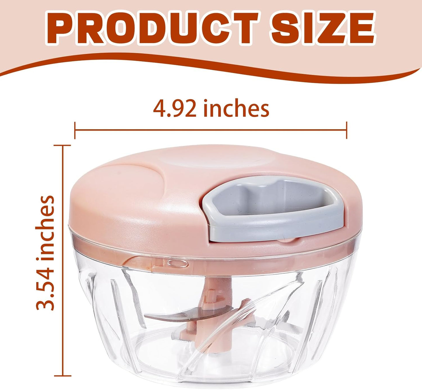 Manual Food Processor Vegetable Chopper, Portable Hand Pull String Garlic Mincer Onion Cutter for Veggies, Suitable for Vegetables, Ginger, Garlic, Fruits, Onion, Potato, Salad (Blue 500 ml)