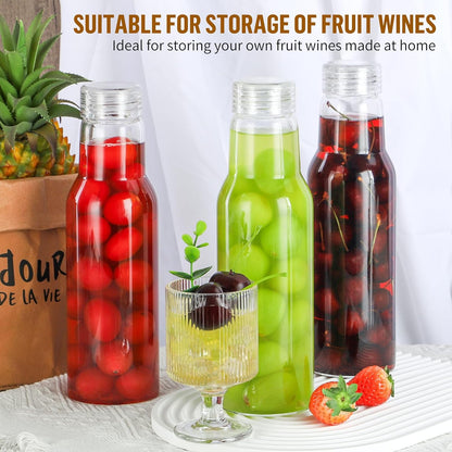 CWHHRN 17 Oz Glass Juice Bottles with Lids, Glass Bottles, BPA Free, Borosilicate Glass for Juicing, Smoothies, Infused Water, Beverage Storage, Shaker Bottles (2 Pack)