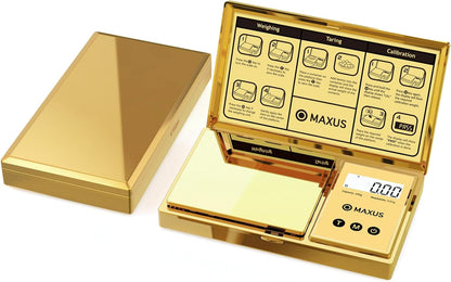 MAXUS Digital Pocket Gram Scale 500g x 0.01g High Precision with Tray, Weighs Small Food, Jewelry, Ounces, Grains, LCD Display, Tare Function