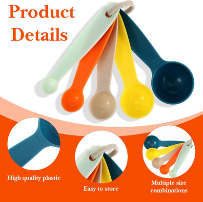 Silicone Measuring Spoons, Plastic Measuring Spoons Set of 5, Assorted Colors