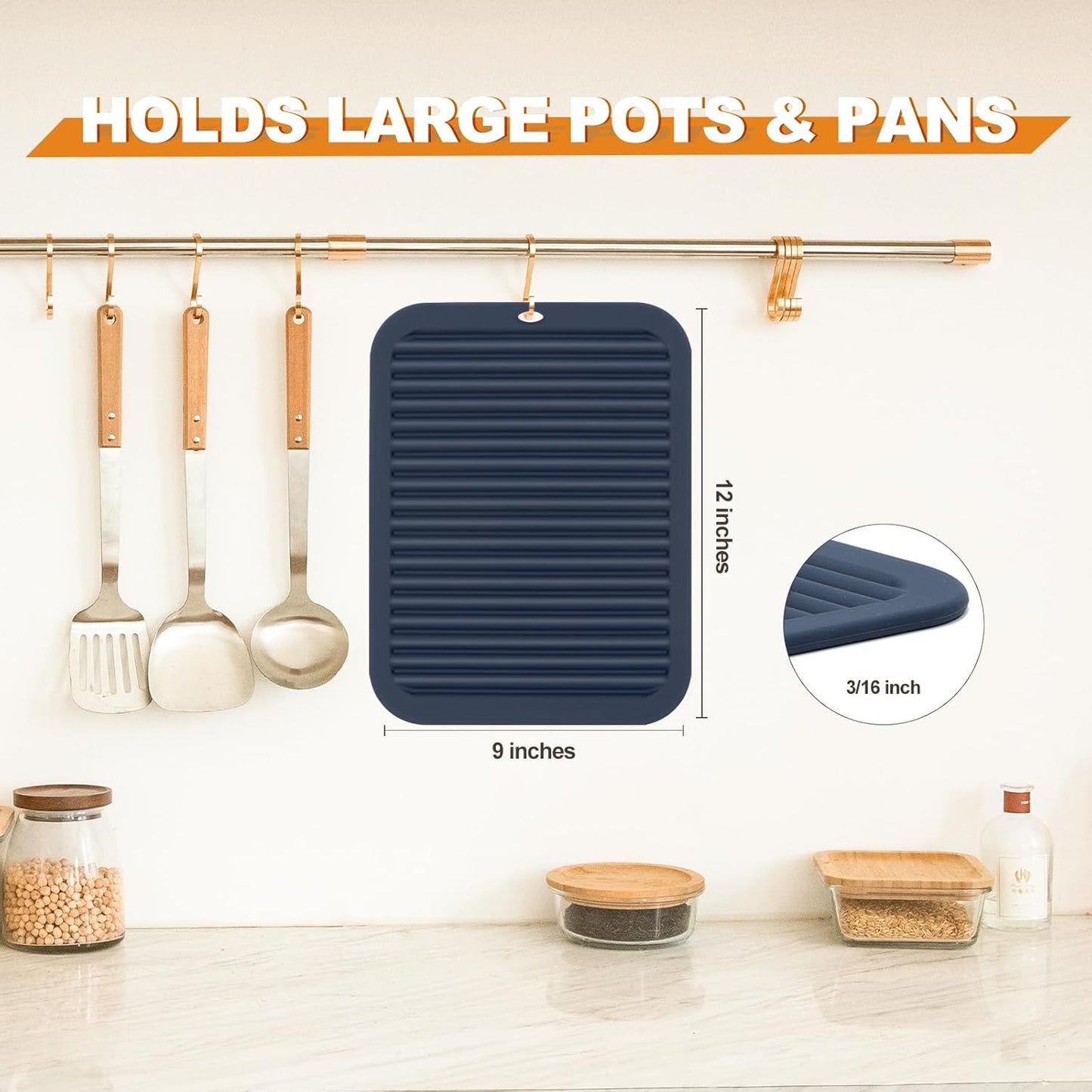 Joyhalo 4 Pack Silicone Trivets for Hot Pots and Pans,480℉ Heat Resistant Trivets for Hot Dishes,Hot Pads for Countertop,Kitchen Potholders,Black