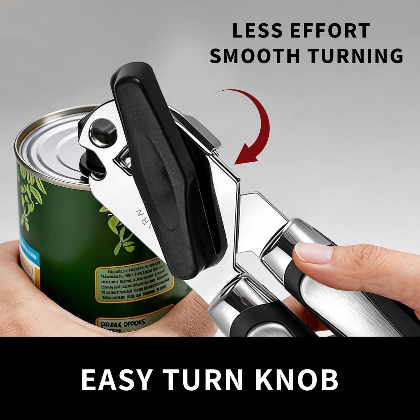 X&E Can Opener Manual, Handheld Strong Heavy Duty Stainless Steel Can Opener, Comfortable Handle, Sharp Blade Smooth Edge, Can Openers with Multifunctional Bottle Opener