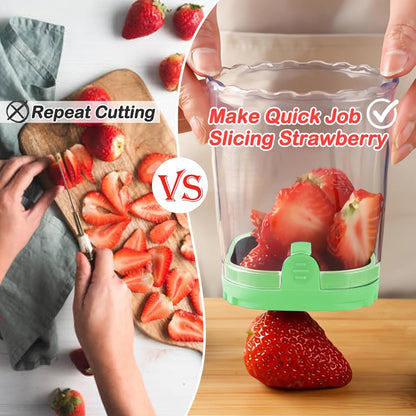 Creative Strawberry & Fruit Slicer - Detachable Cutter with Push Plate (Black)