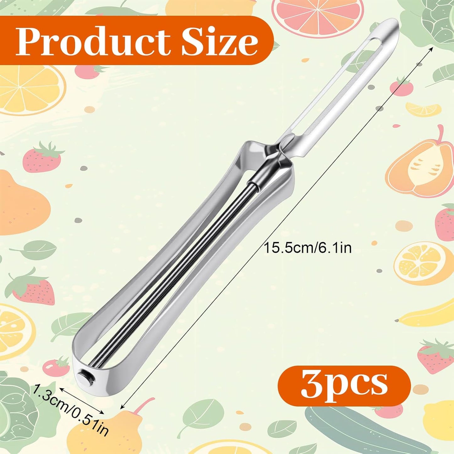 Molain 3 Pack Potato Peelers for Kitchen, Stainless Steel Swivel Vegetable Peelers Fruit Carrot Potato Peeler with Ergonomic Handle Potatoes Peeler Dishwasher Safe