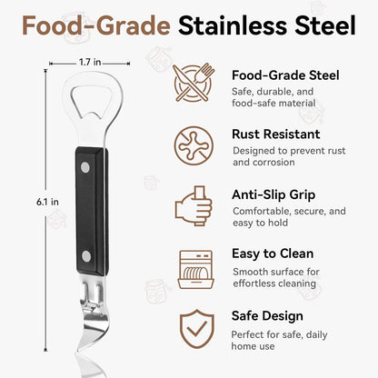 Anyongora 2-in-1 Can Punch Opener & Bottle Opener, Can Opener, Stainless Steel, Non-Slip Handle, Compact 6.1", For Traditional Cans (No Pull-Tab) & Pry-Off Bottle Caps