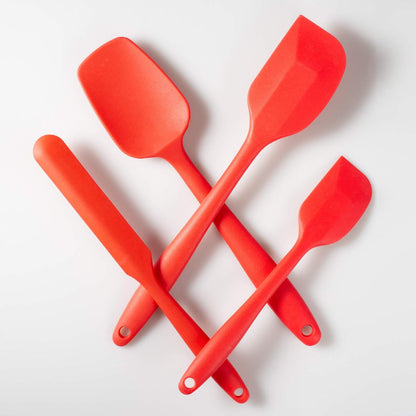4 Piece Silicone Spatula Set, Flexible Heat Resistant Non-scratch Baking Cooking Rubber Spatulas with Stainless Steel Core, Orange