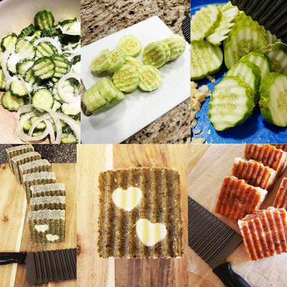 Crinkle Potato Cutter, Crinkle Cut Knife for Veggies French Fry Cutter, Kitchen Wavy Slicer Knife for Chopping Carrot Cucumber Stainless Steel Blade 2.9" x 11.8"