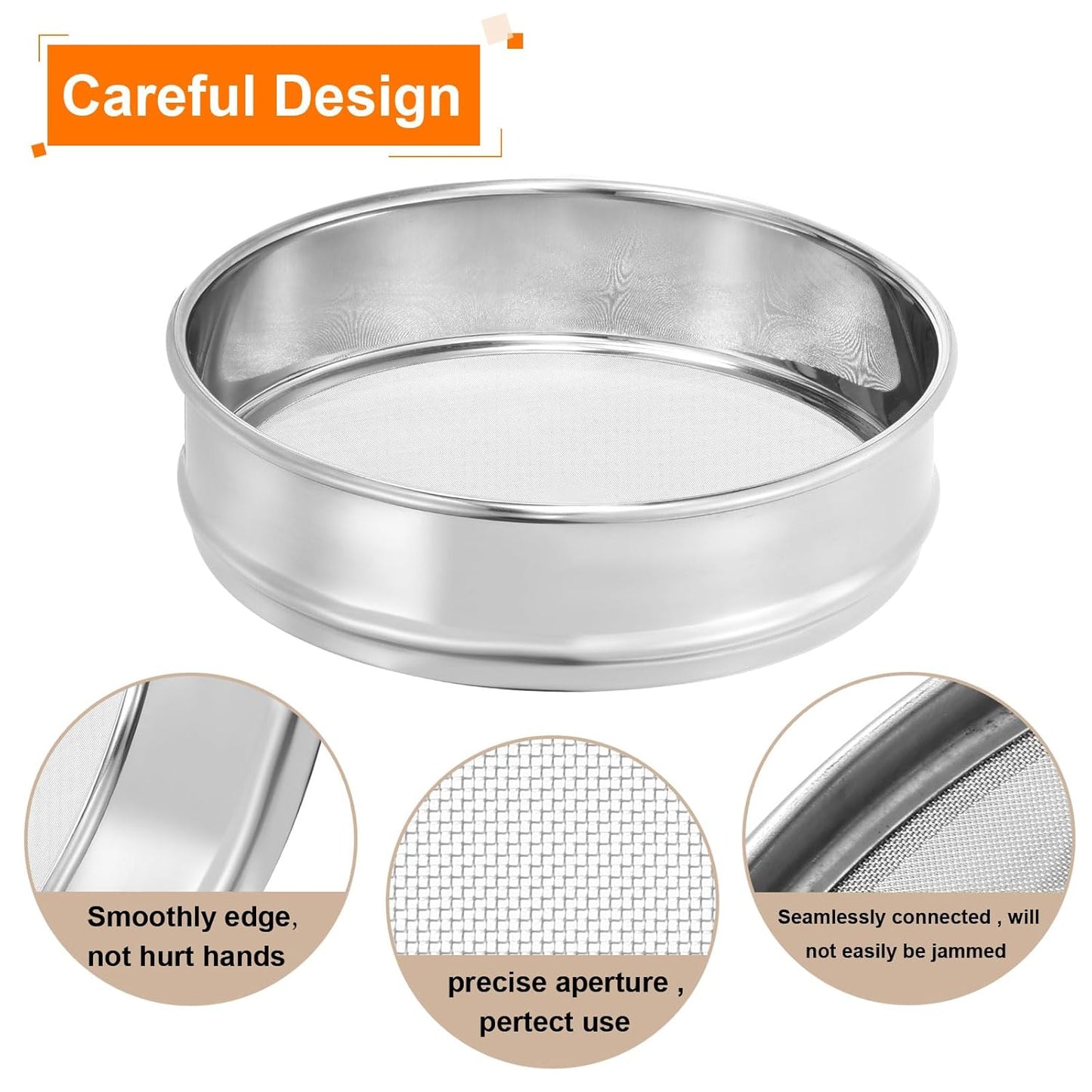 PATIKIL 40 Mesh Lab Sieve, 8" Diameter Test Sieve 304 Stainless Steel Wire Cloth (0.45mm) for Industrial Laboratory - Colors A