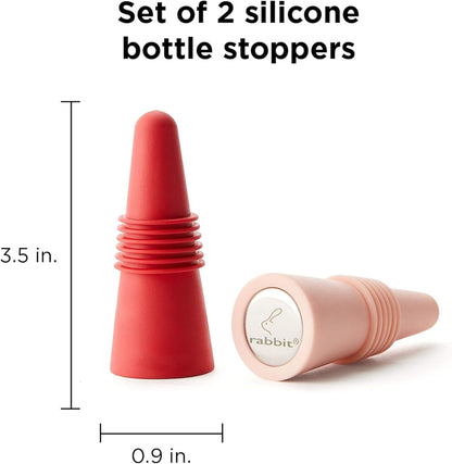 Rabbit W6121 Bottle Stoppers Set of 4, Multicolor Wine Bottle Caps to Preserve Freshness, Stylish and Durable, Perfect for Parties and Gifts