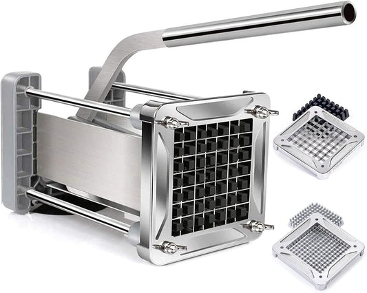 French Fry Cutter, Sopito Professional Potato Cutter Stainless Steel with 1/2-Inch and 3/8-Inch Blade Great for Potatoes Carrots Cucumbers