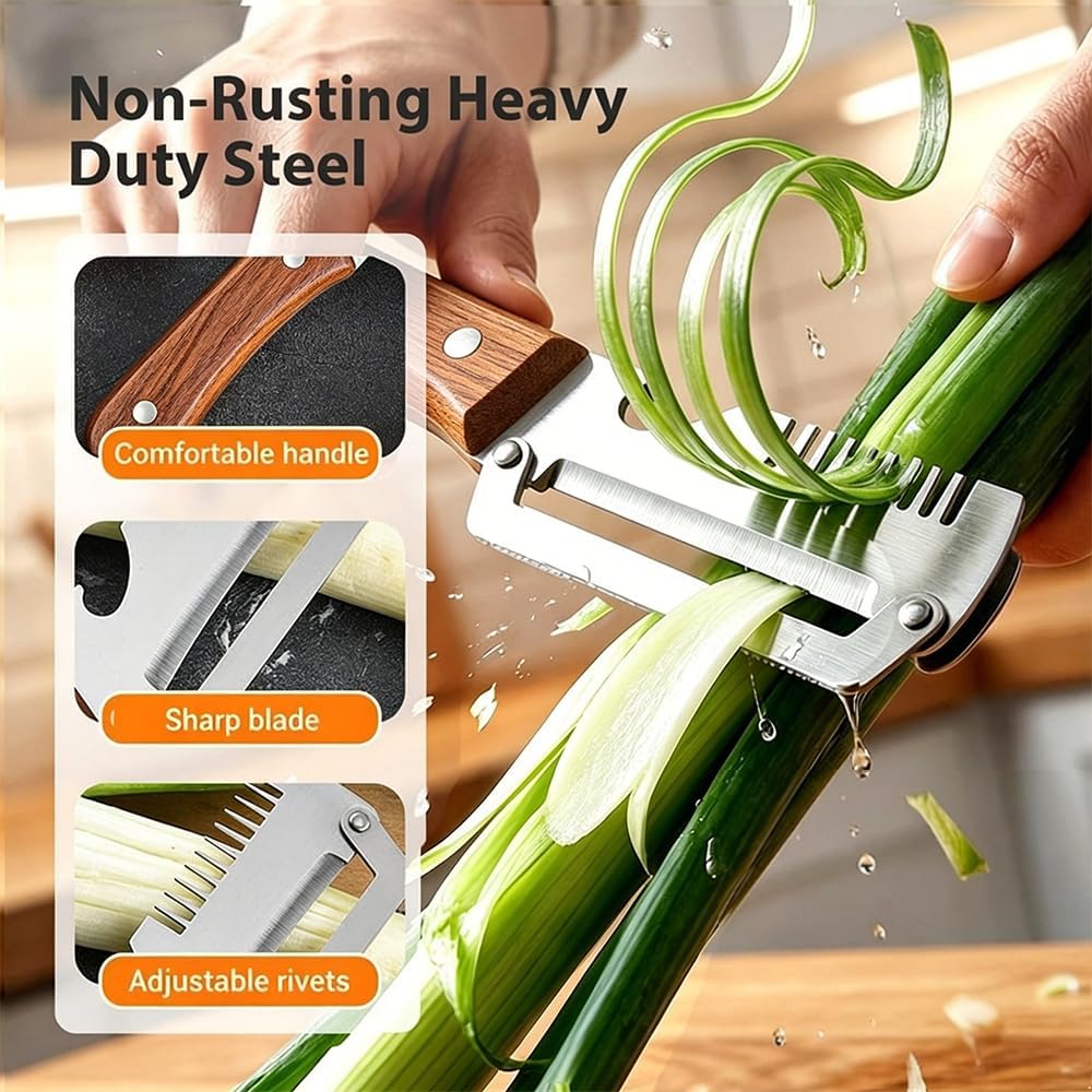 3-in-1 Upgraded Vegetable Peeler with Grater and Bottle Opener, Stainless Steel Kitchen Peeler, Zero Snag Wooden Peeler for Fruits and Vegetables