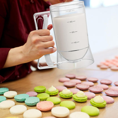 FillTouch 2 Pcs Cupcake Batter Dispenser Pancake Mix Dispenser 4 Cups with Squeeze Handle Tools for Pancake, Cupcake, Cookie, Cake, Waffles, Ice Cream Baking Gifts for Kitchen Housewarming (White)