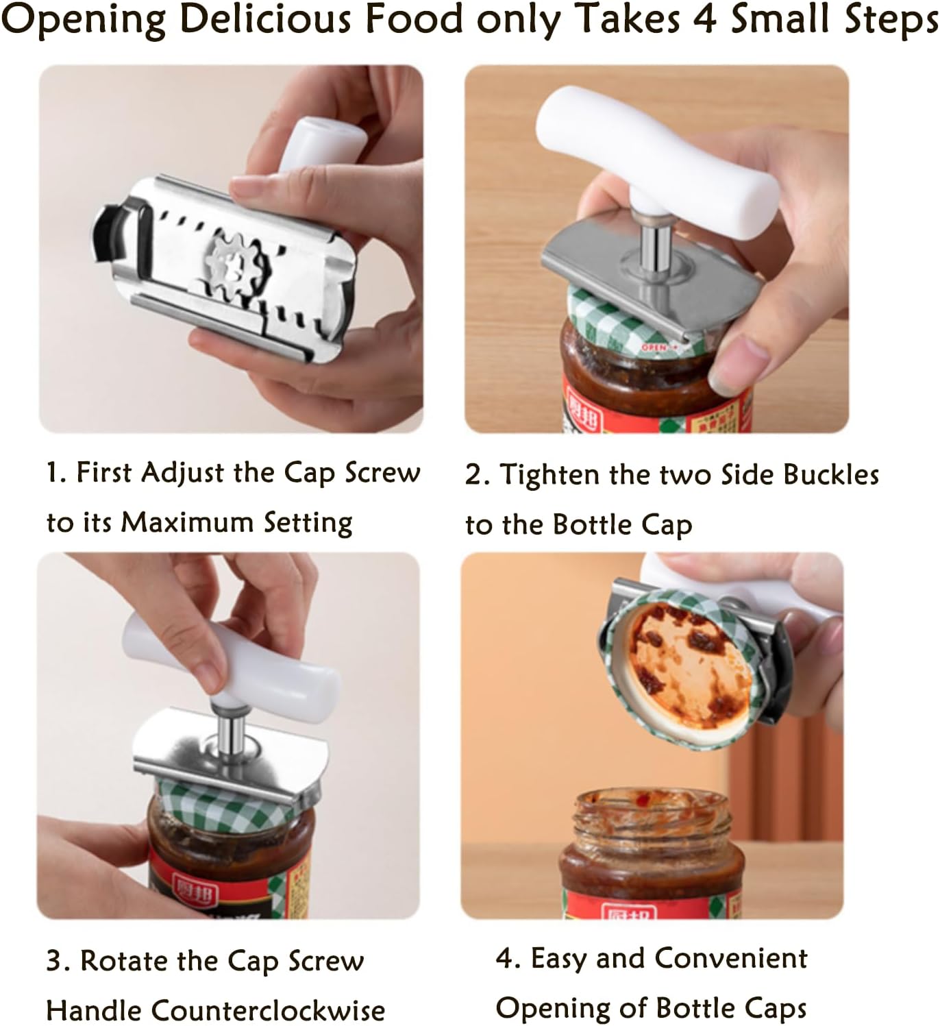 Cap Crack Jar Opener 2026 New Adjustable Multi-Lid Can Opener for Weak Hands - Ergonomic Non-Slip Grip, One-Hand Operation, Opens Bottles Cans Jars Effortlessl (White Green)